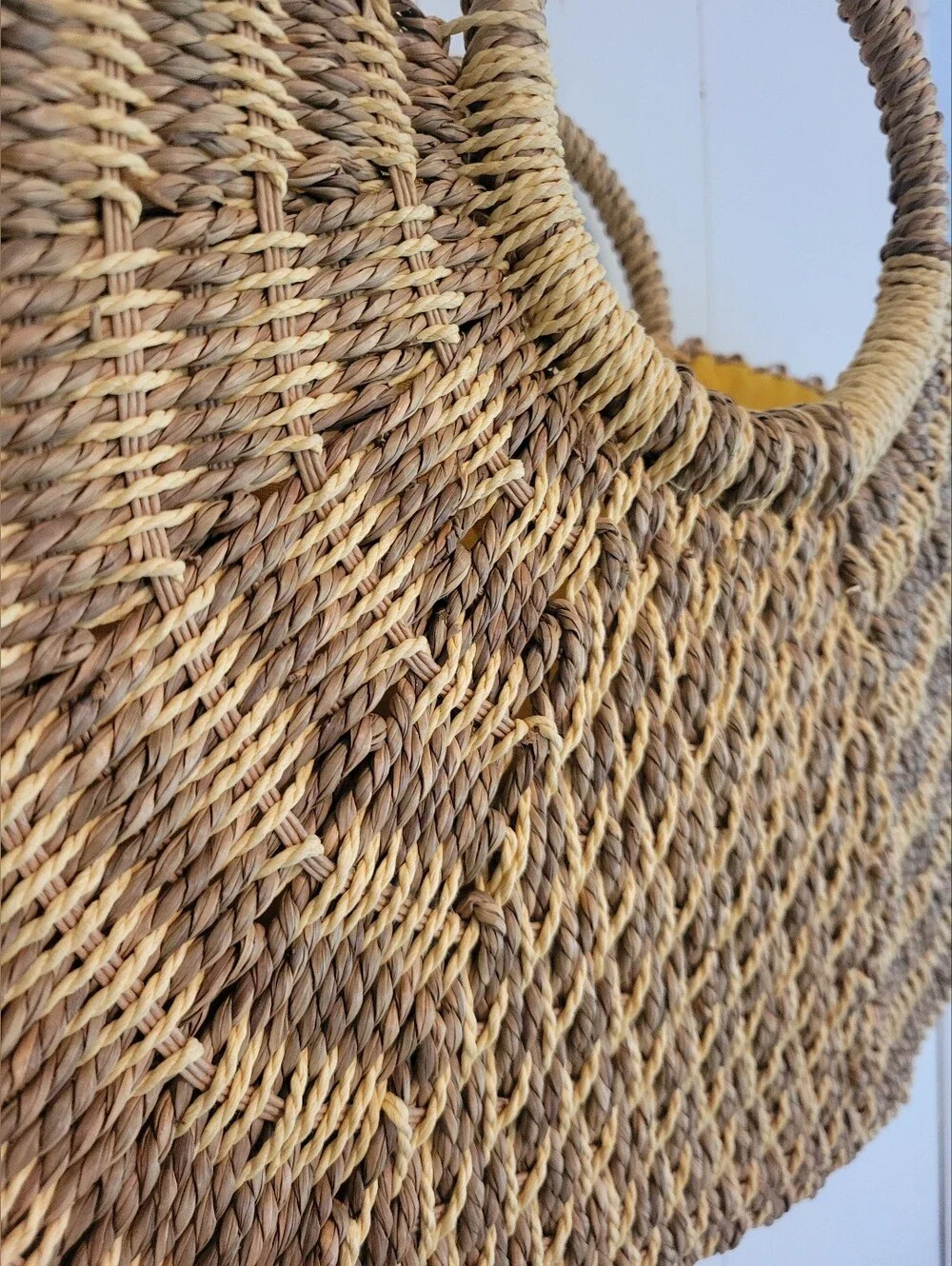 Vintage Sun-N-Sand Woven Straw Half Moon Tote Beach Bag Round Handle Boho - Picture 3 of 14